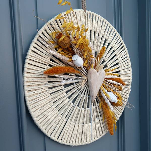 Trockenblumenkranz Boho Herz gelb | handgefertigt | Mooie Tijd